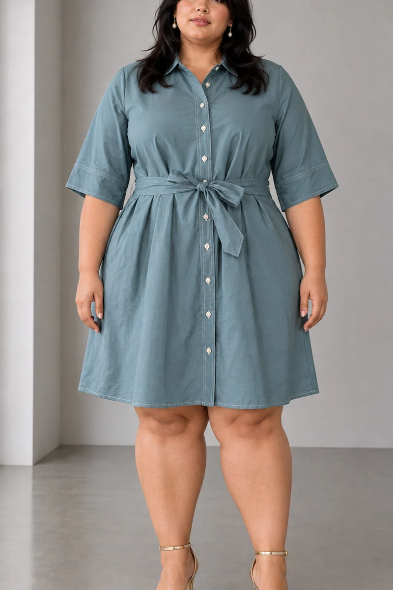 Turia|Cotton Contrast Stitch Dress