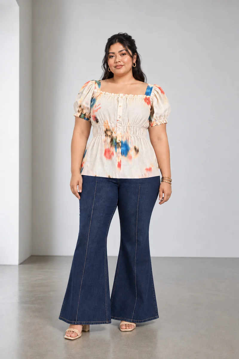 Nivora|Viscose Elasticated Peplum Top