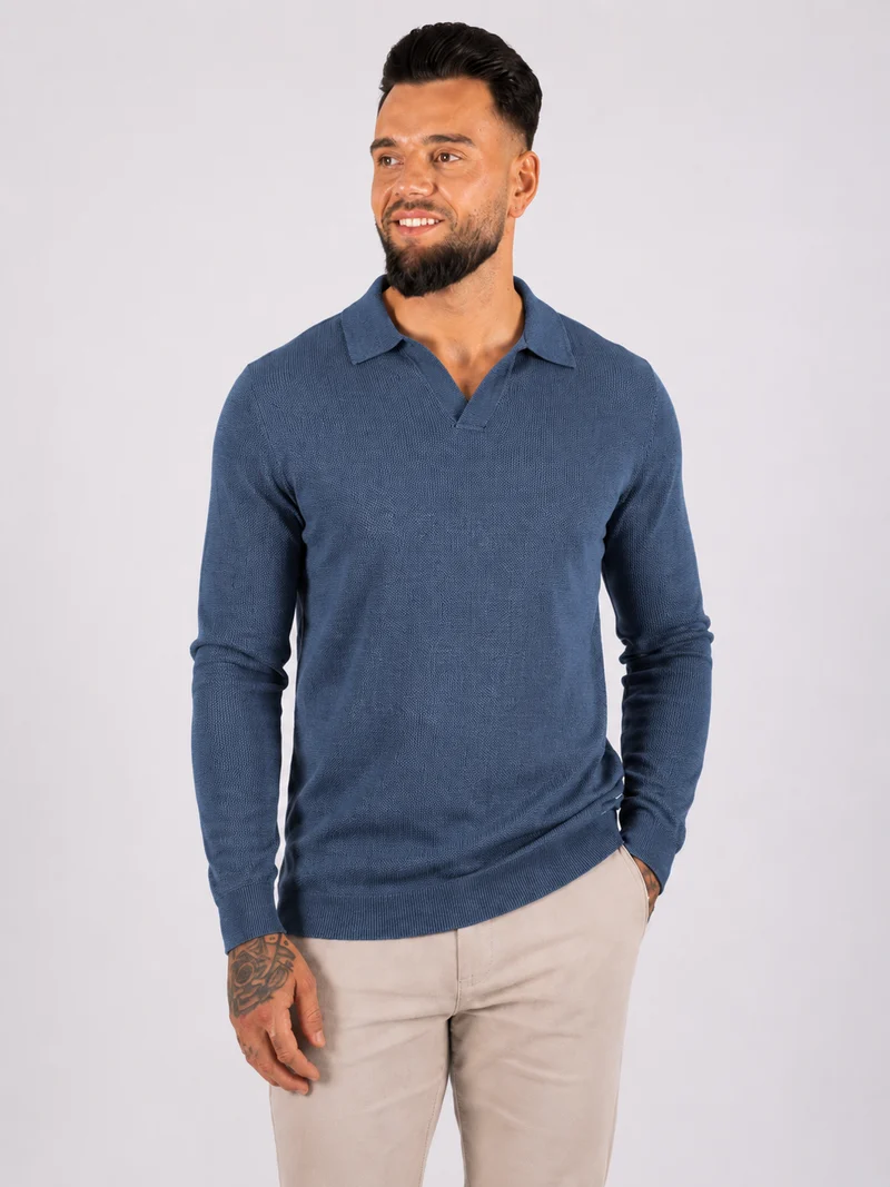 Textured Polo Knit Navy
