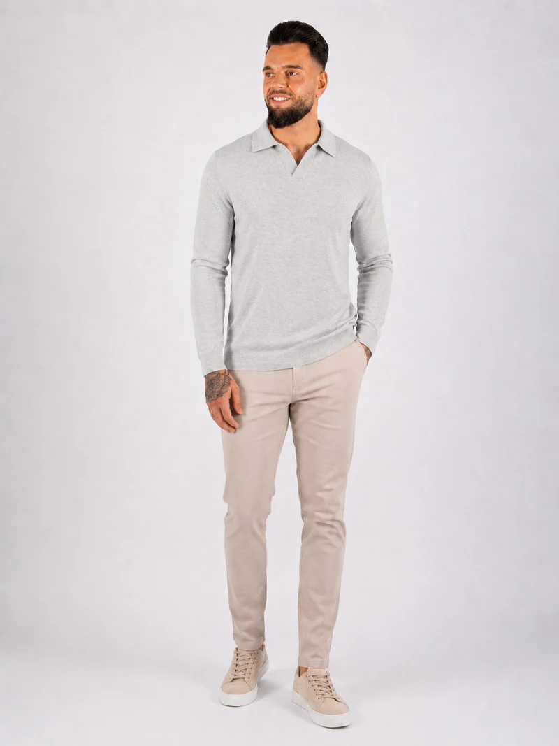 Textured Polo Knit - Grey