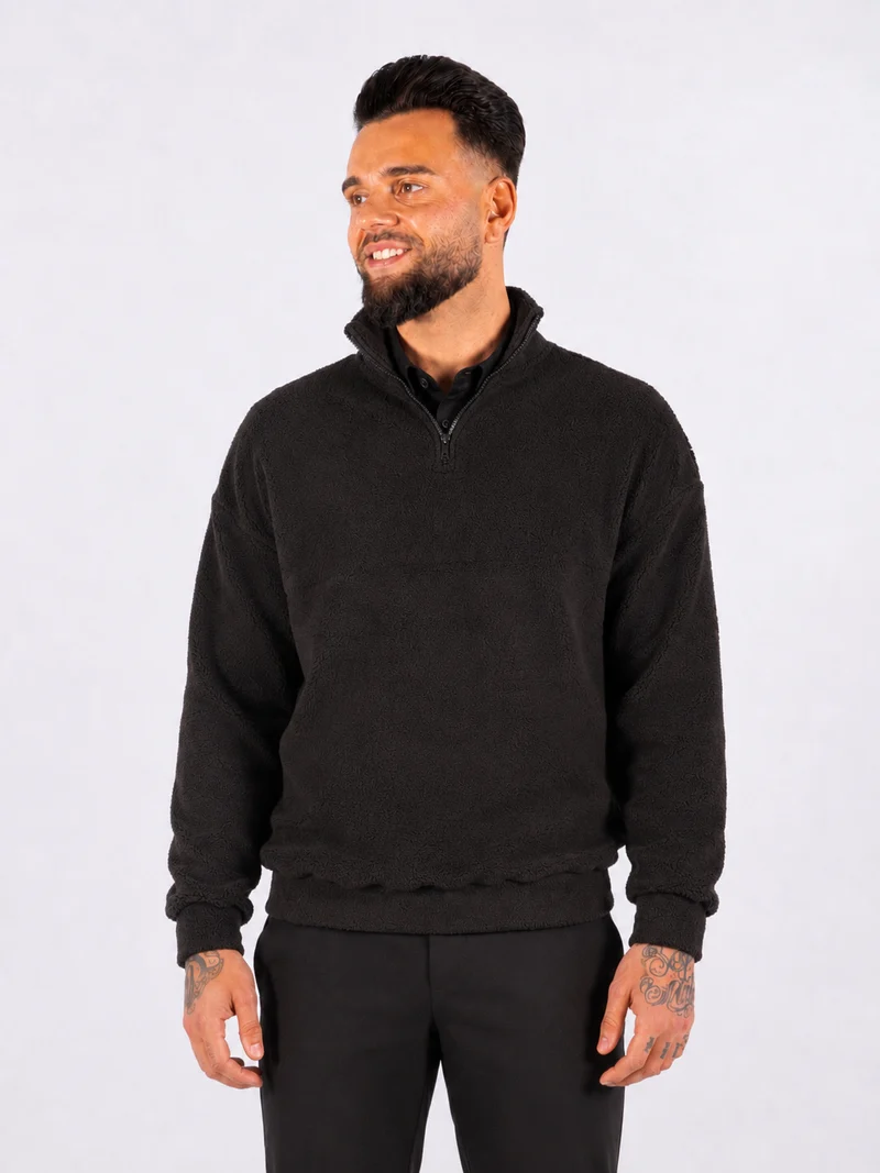 Classic Zip Fleece Pullover - Black