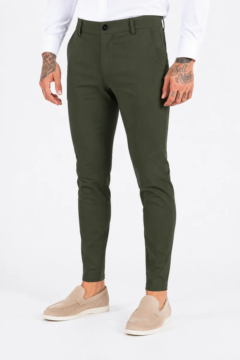 Super stretch pantalon khaki green