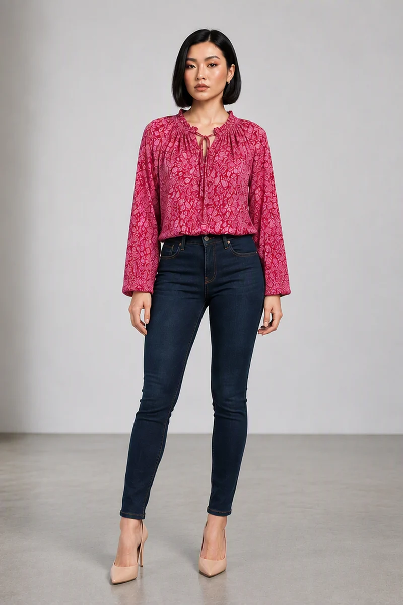 Sancia|Viscose Ruffle Collar Crop Top