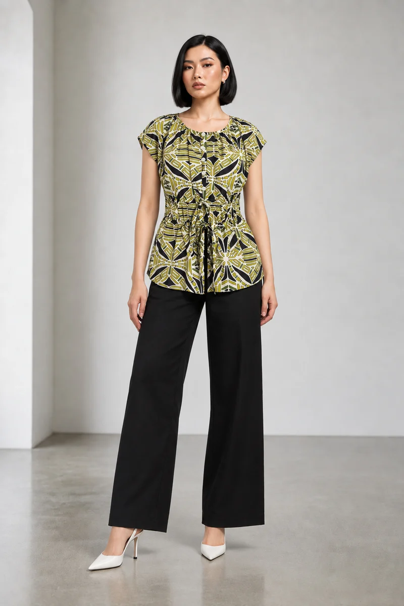 Nerai|Cotton Waist Tieup Peplum Top