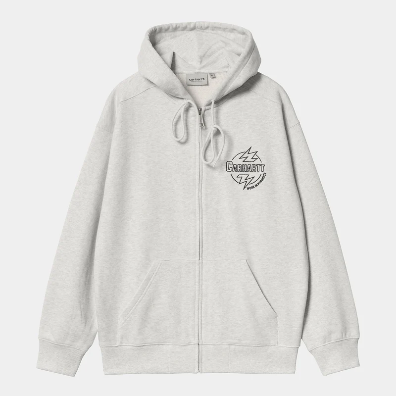 Carhartt WIP Herr Ablaze Zip Front Jacka Hoodie - Ash Heather