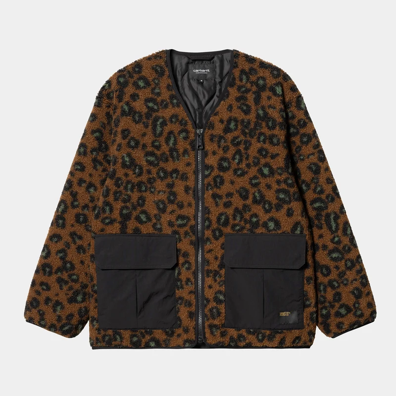 Carhartt WIP Mens Devin Camo Leo Jacquard Liner - tamarind / svart