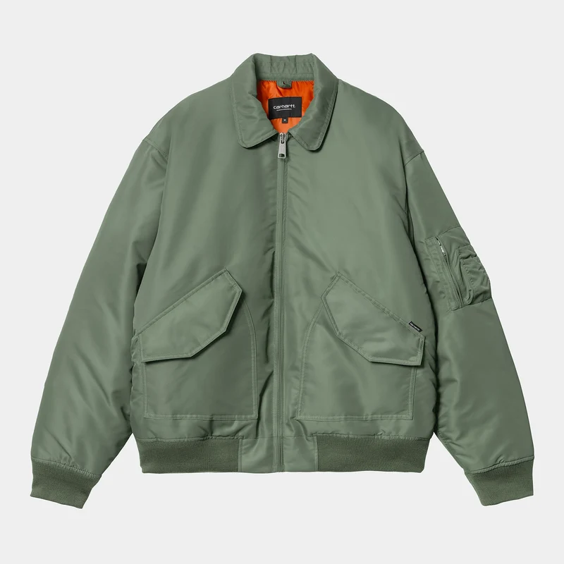 Carhartt WIP Olten Bomberjacka för män - Duck Green / Gurkmeja