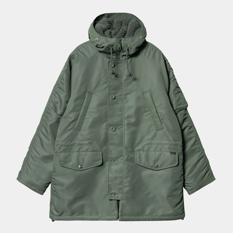 Carhartt WIP Olten Parkajacka med huva för herr - Duck Green