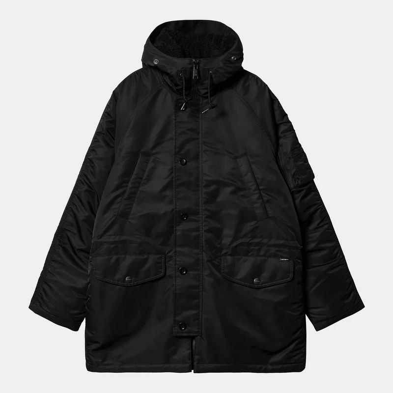 Carhartt WIP Olten Parkajacka med huva för herr - Svart