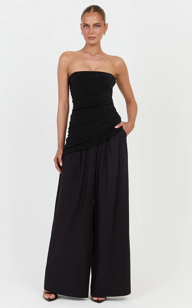 Josephine Pants - High Waist Wide Leg Pants in Black