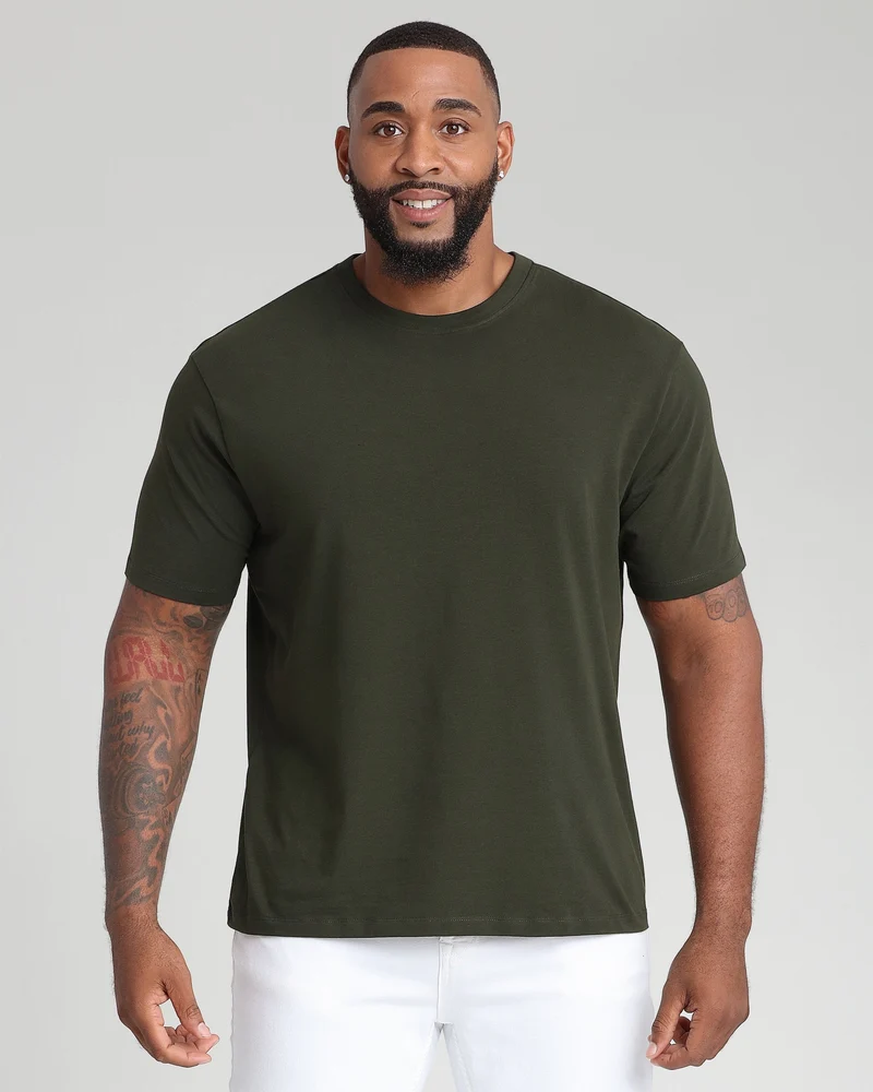 Organic Crew Neck T-Shirt (Relaxed Fit) / Olive