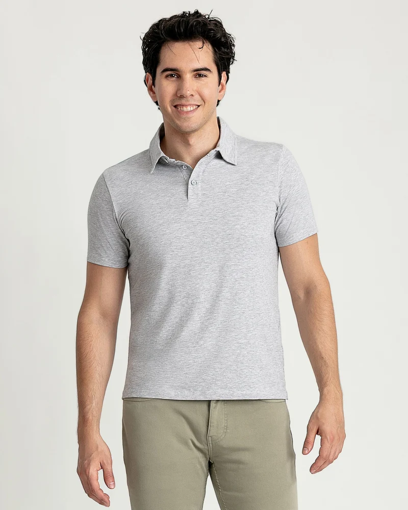 Organic Polo Shirt / Heather Grey