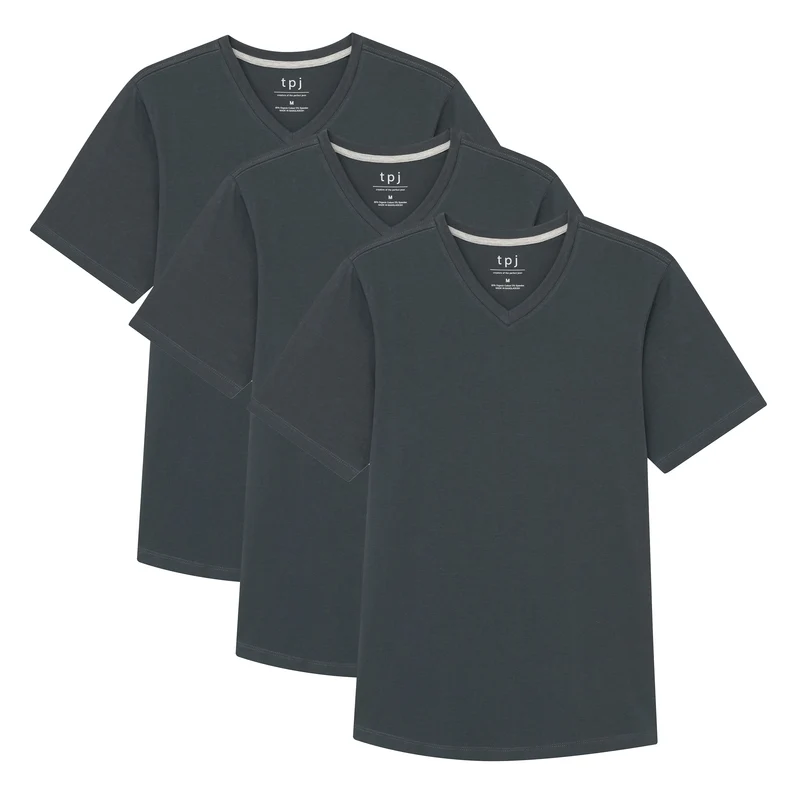 Organic V-Neck T-Shirt 3 Pack (Slim Fit) / Steel