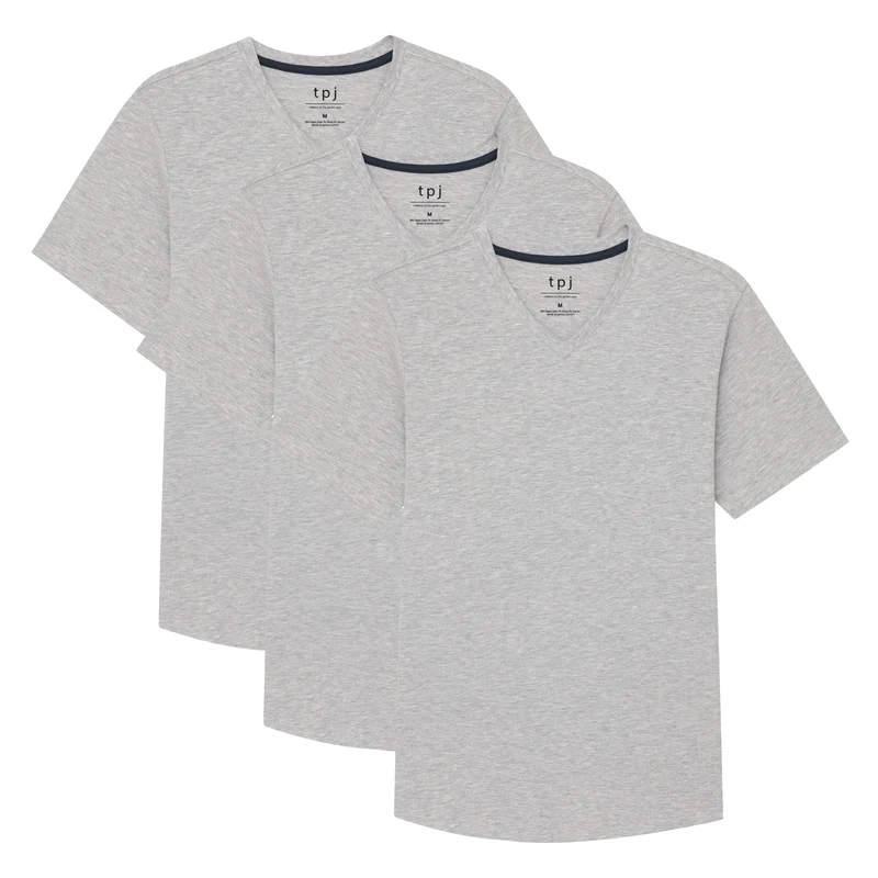 Organic V-Neck T-Shirt 3 Pack (Slim Fit) / Heather Grey