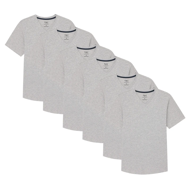 Organic V-Neck T-Shirt 6 Pack (Slim Fit) / Heather Grey