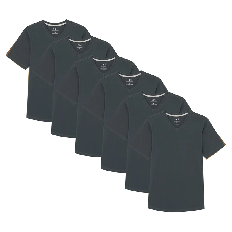Organic V-Neck T-Shirt 6 Pack (Slim Fit) / Steel
