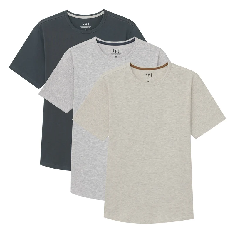 Organic Crew Neck T-Shirt 3 Pack (Slim Fit) / Smokey