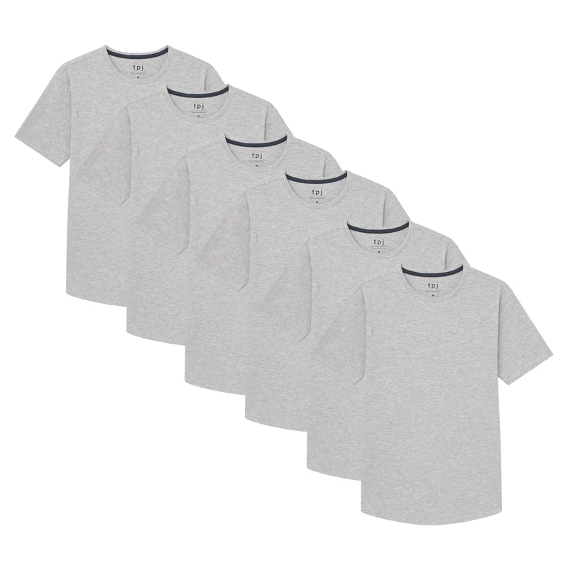 Organic Crew Neck T-Shirt 6 Pack (Slim Fit) / Heather Grey
