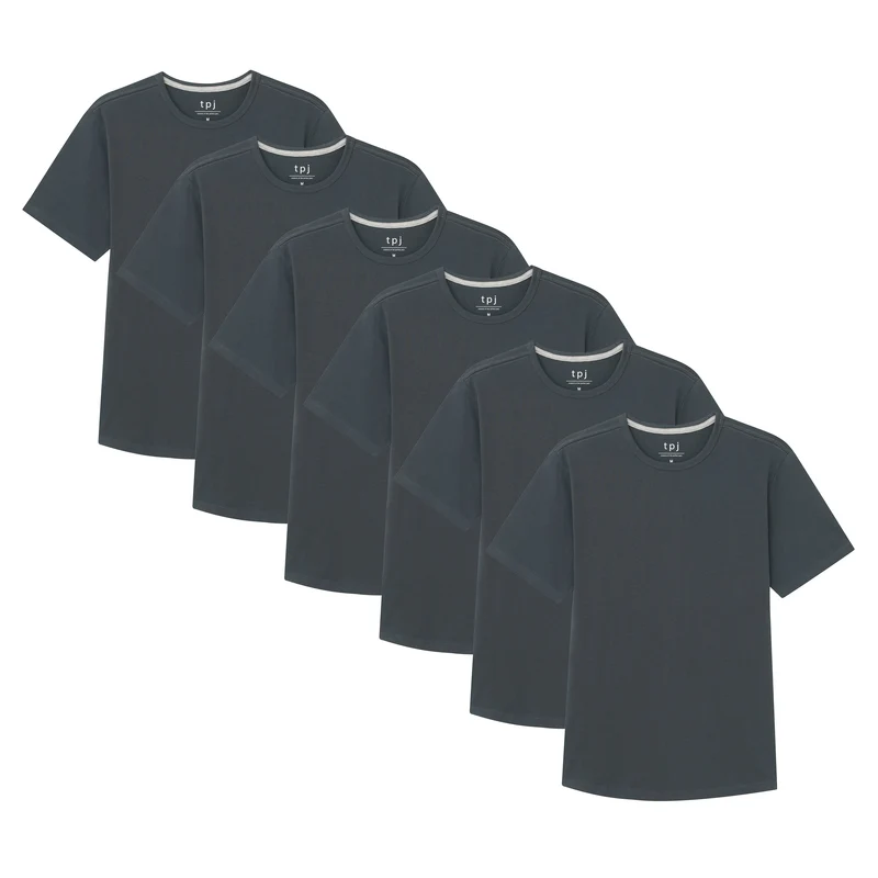 Organic Crew Neck T-Shirt 6 Pack (Slim Fit) / Steel