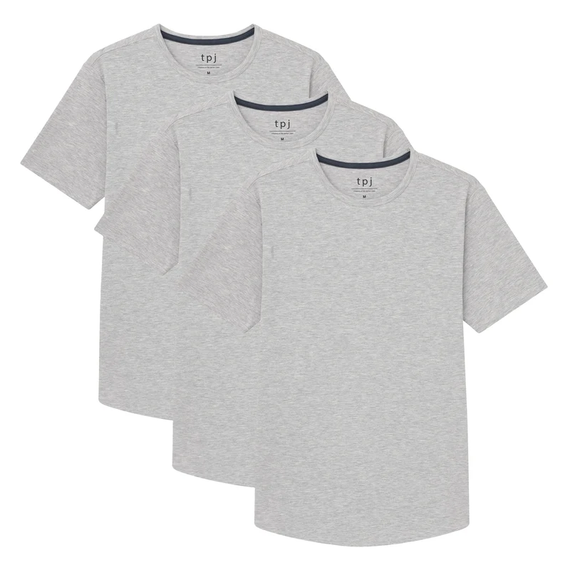 Organic Crew Neck T-Shirt 3 Pack (Slim Fit) / Heather Grey