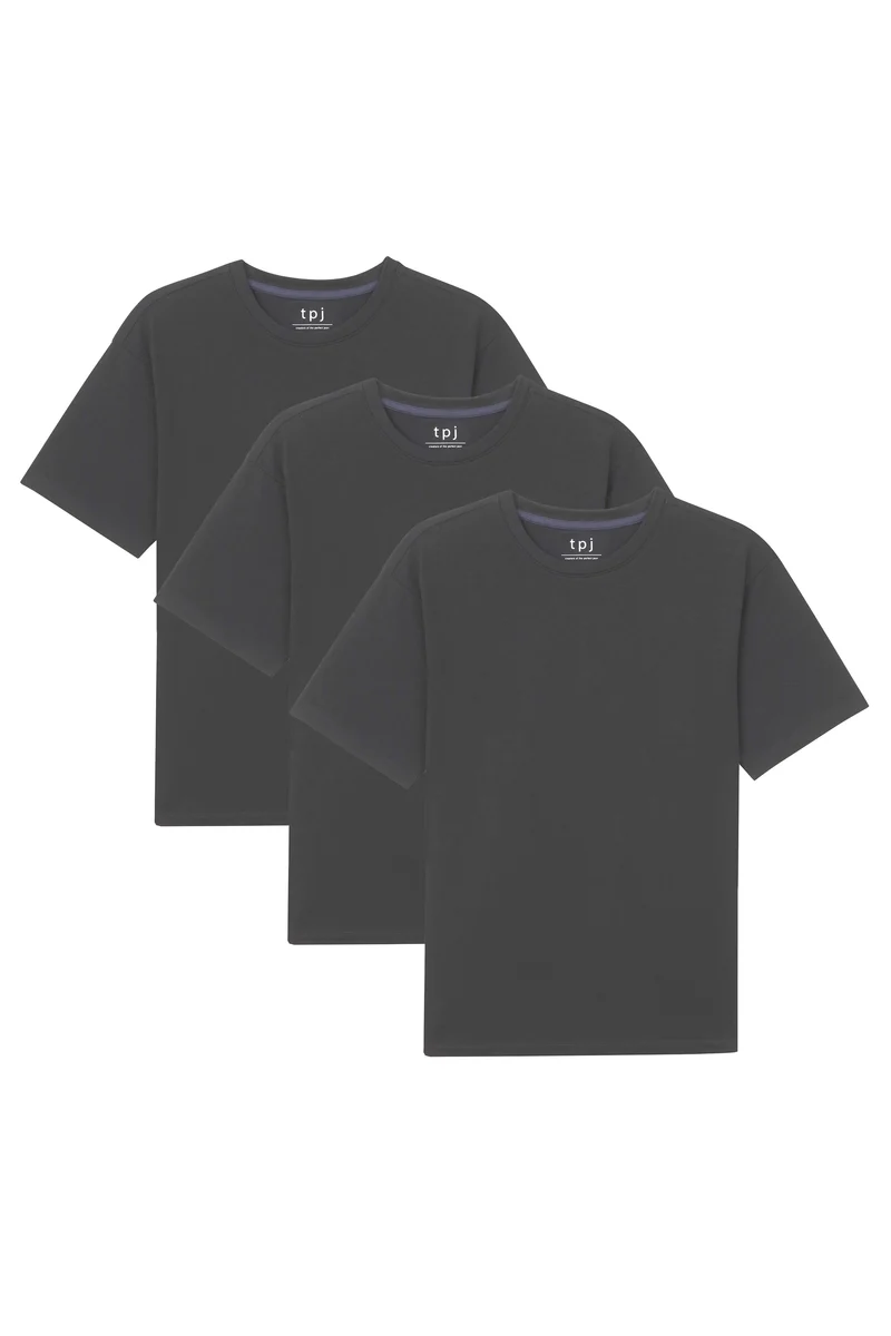 Organic Crew Neck T-Shirt 3 Pack (Relaxed Fit) / Steel