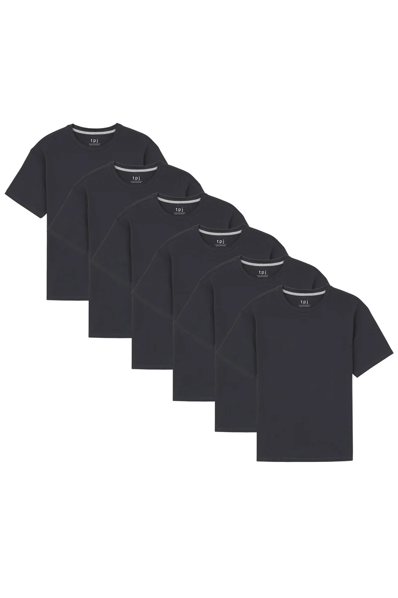 OrganicCrew Neck T-Shirt 6 Pack (Relaxed Fit) / Black