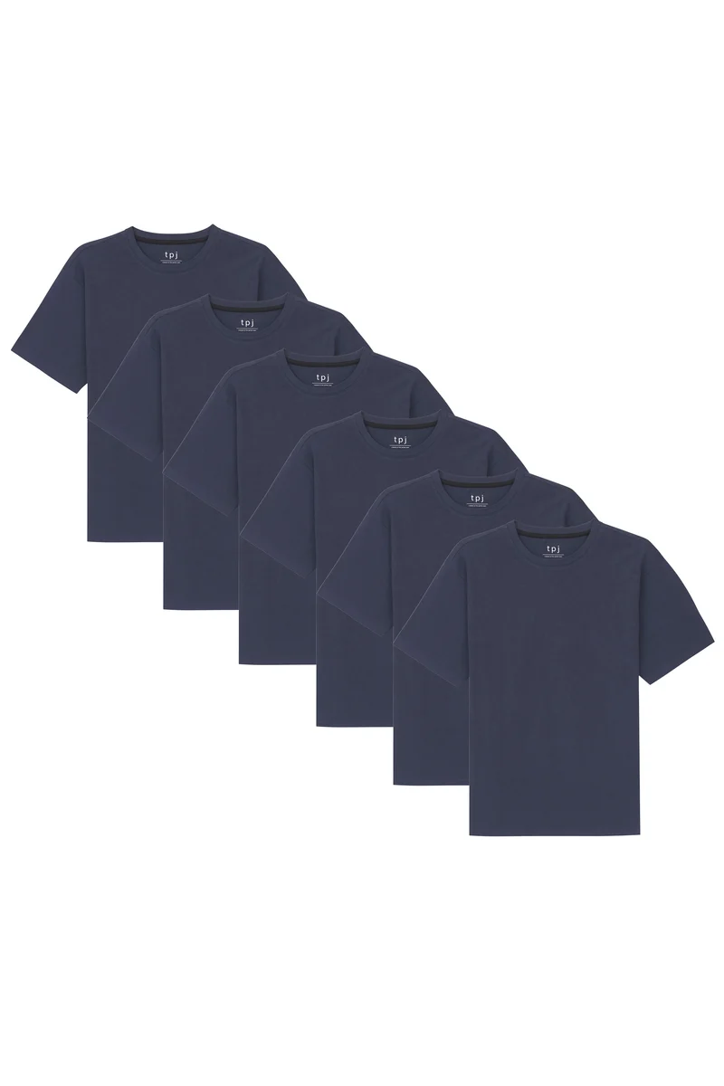 Organic Neck T-Shirt 6 Pack (Relaxed Fit) / Navy