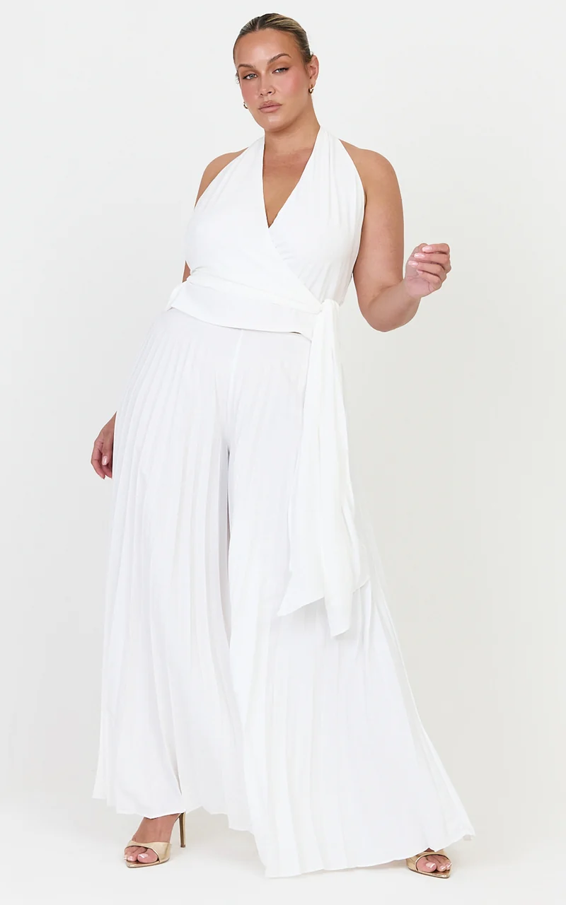 Valentina Pants - Pleated Wide Legged Pants in Off White