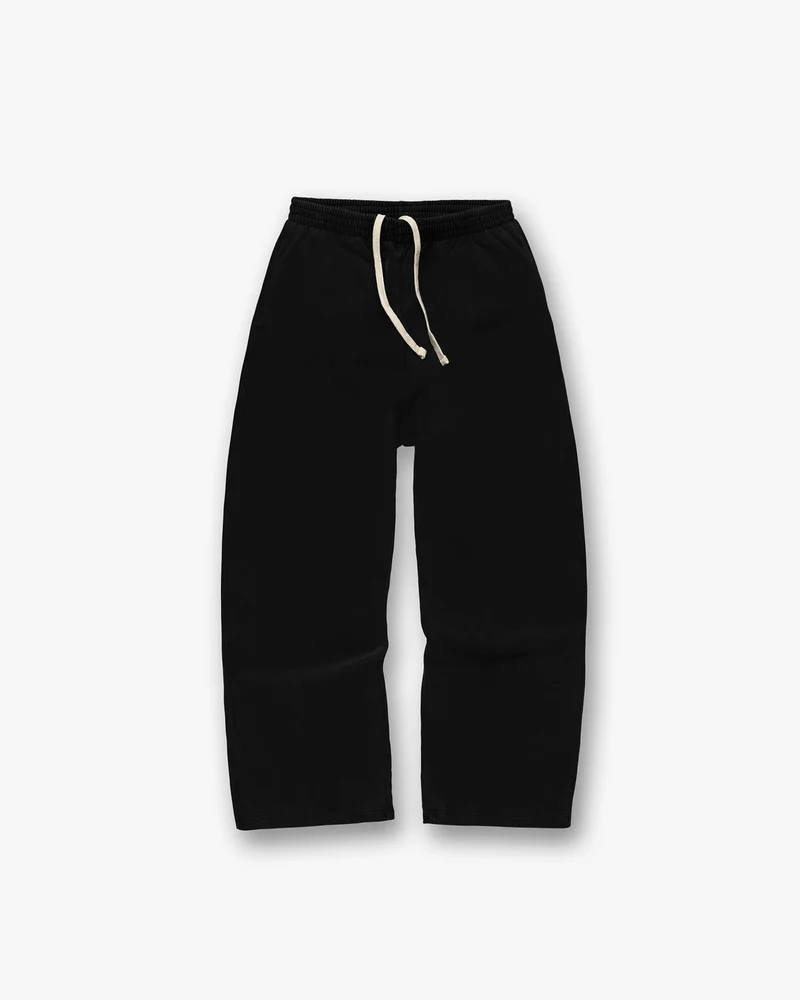Initial Wide Leg Sweatpants - Jet Black