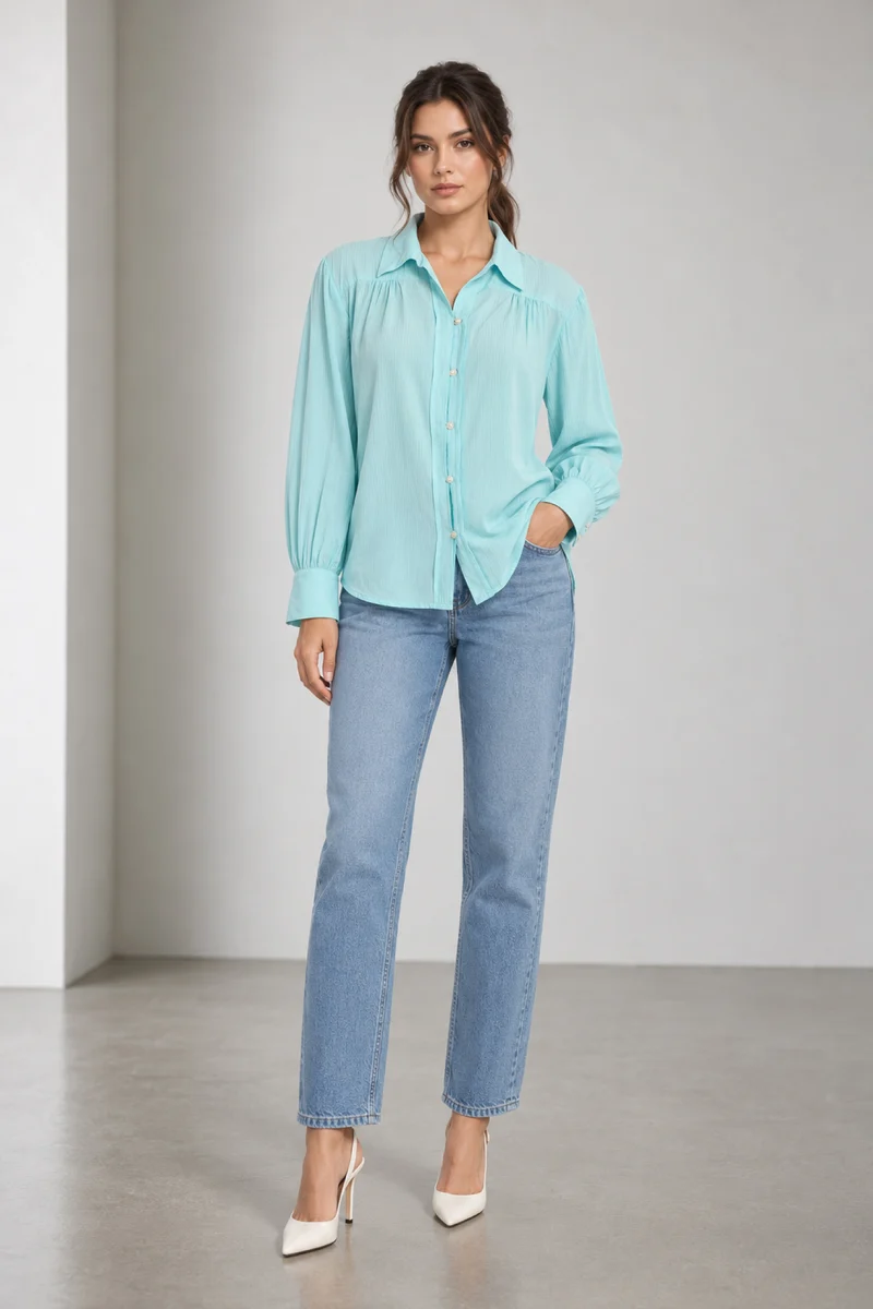 Sael|Viscose Dobby Textured Relaxed Shirt