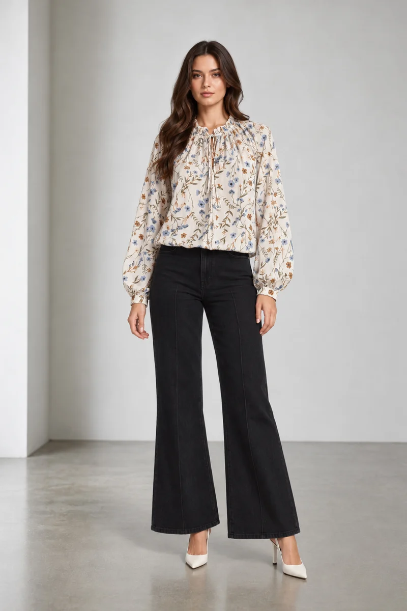 Ariya|Viscose Ruffle Collar Crop Top