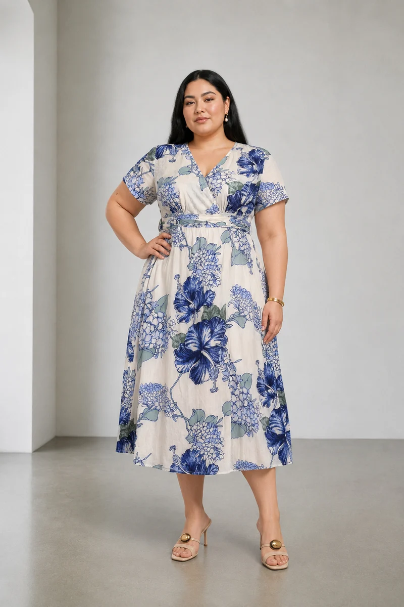 Aviel|Cotton Printed Wrap Midi Dress