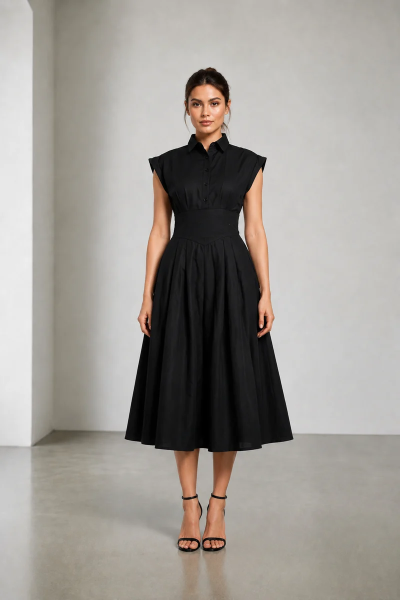 Mysa|Cotton Extended Sleeve Maxi Dress