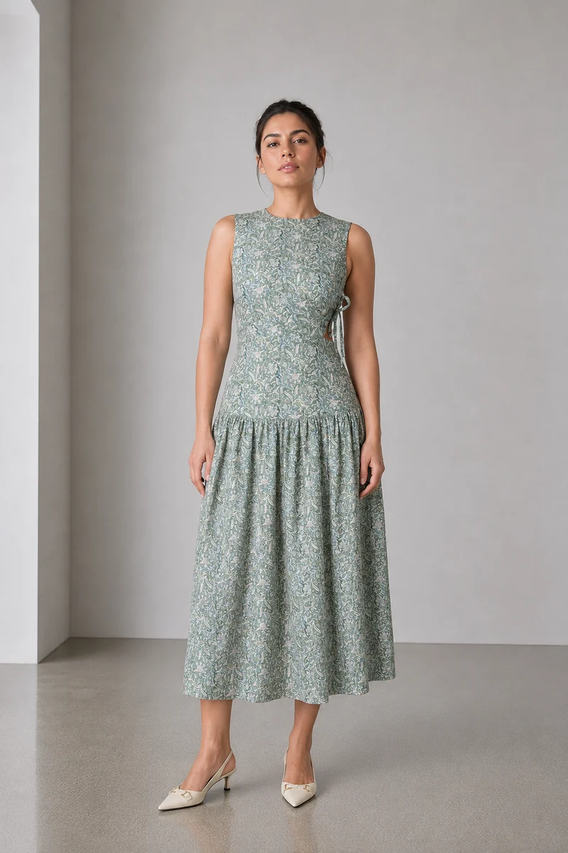Verdia|Viscose Side Waist Cutout Dress