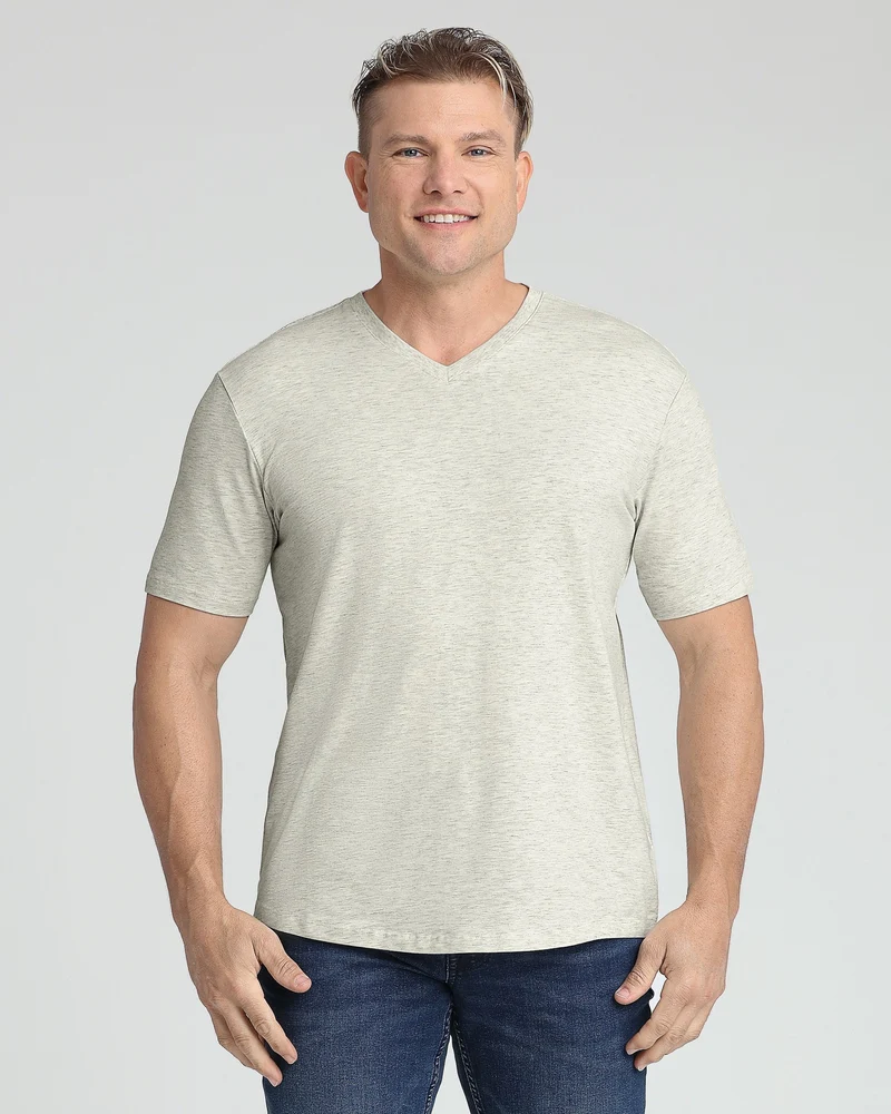 Organic V-Neck T-Shirt (Slim Fit) / Oatmeal Heather