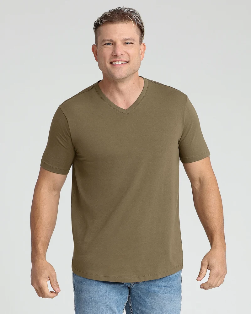 Organic V-Neck T-Shirt (Slim Fit) / Military Olive
