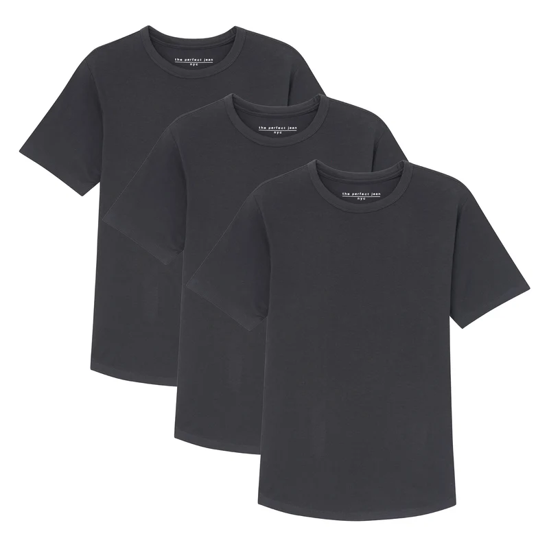 Organic Crew Neck T-Shirt 3 Pack (Slim Fit) / Black