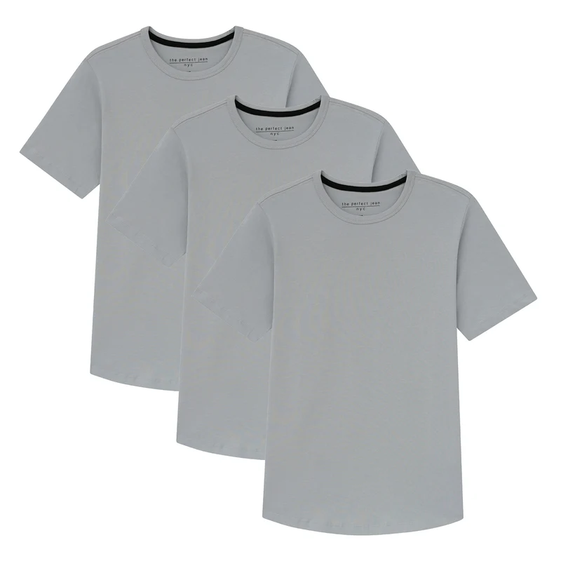 Organic Crew Neck T-Shirt 3 Pack (Slim Fit) / Light Grey