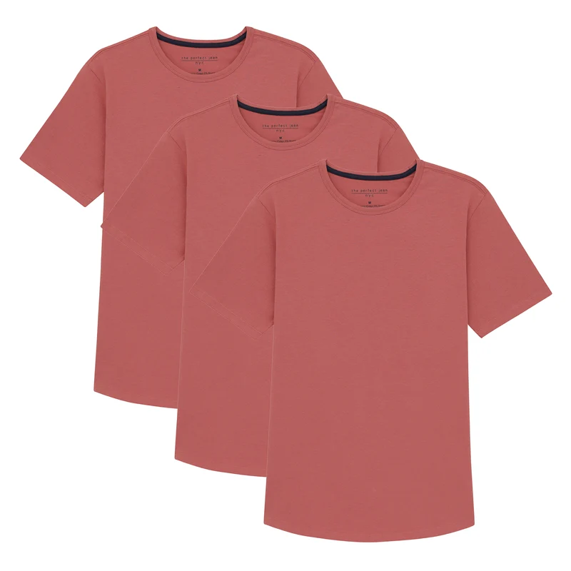 Organic Crew Neck T-Shirt 3 Pack (Slim Fit) / Nantucket Red