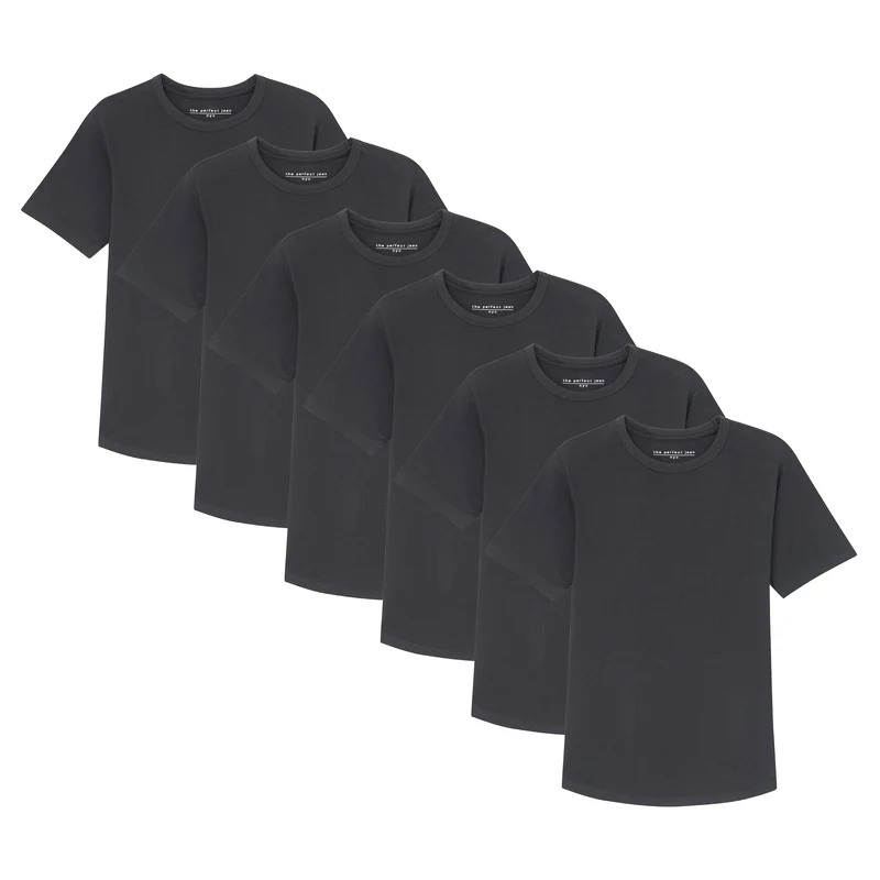 Organic Crew Neck T-Shirt 6 Pack (Slim Fit) / Black