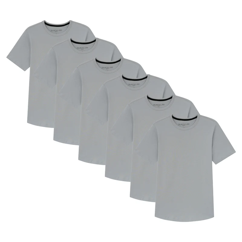 Organic Crew Neck T-Shirt 6 Pack (Slim Fit) / Light Grey