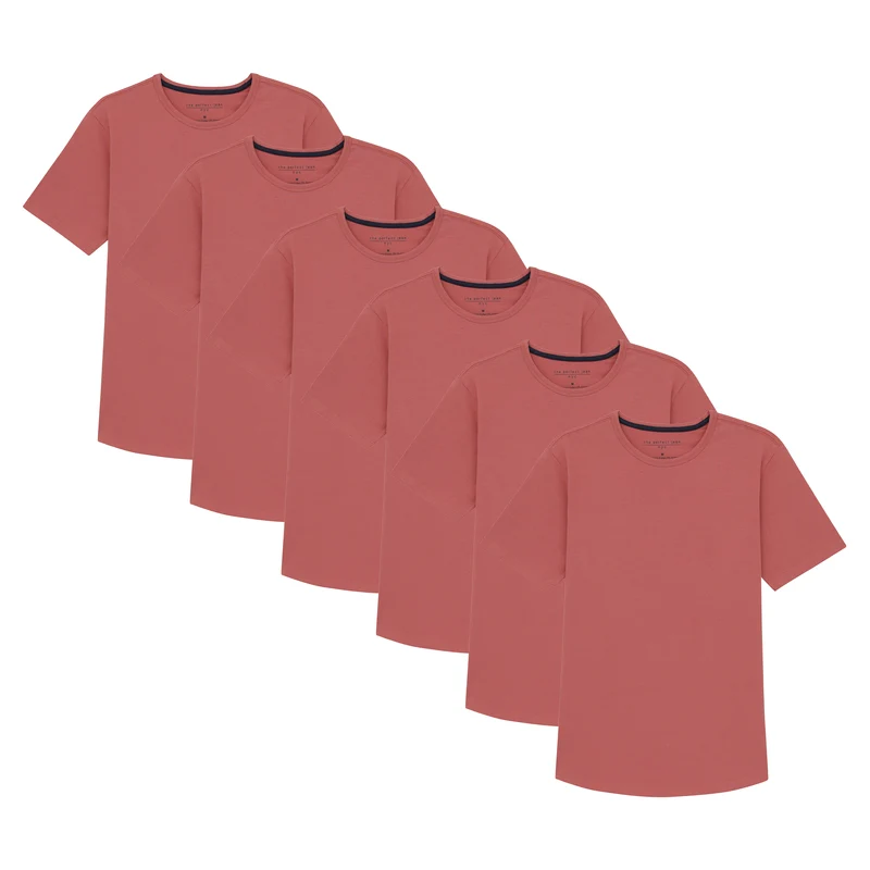 Organic Crew Neck T-Shirt 6 Pack (Slim Fit) / Nantucket Red