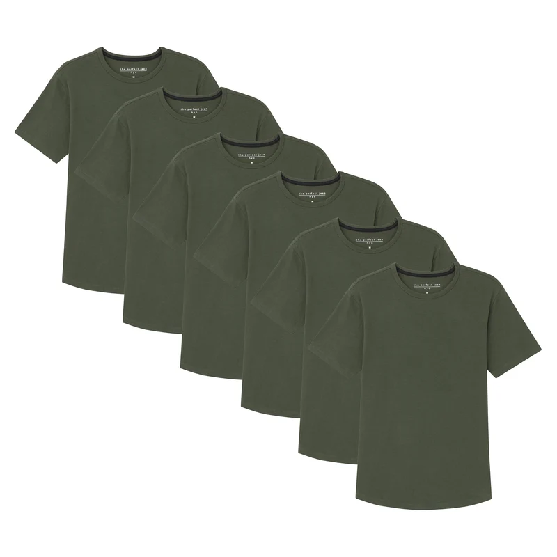 Organic Crew Neck T-Shirt 6 Pack (Slim Fit) / Olive