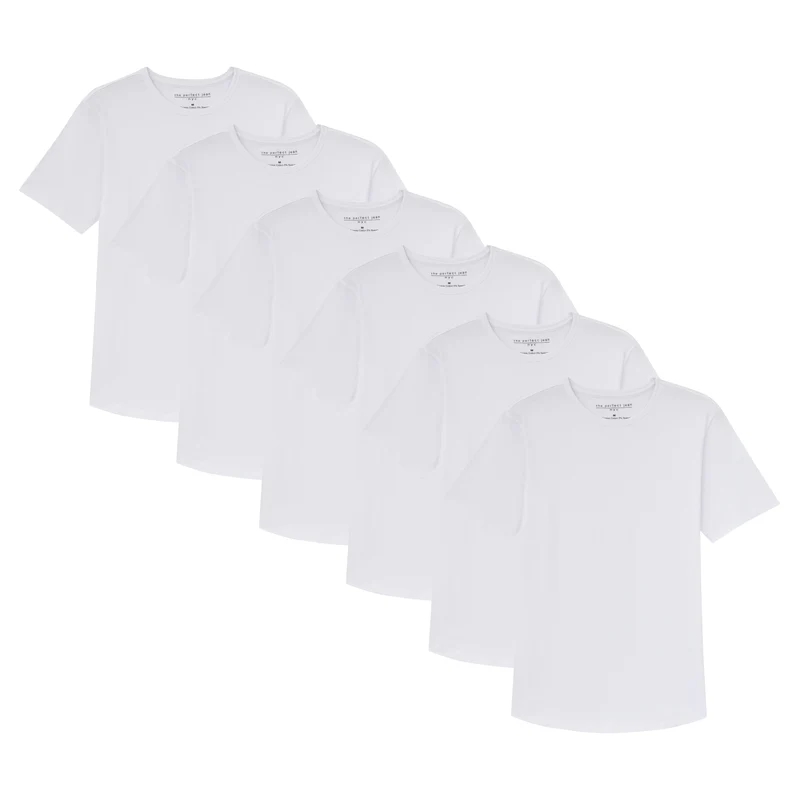 Organic Crew Neck T-Shirt 6 Pack (Slim Fit) / White