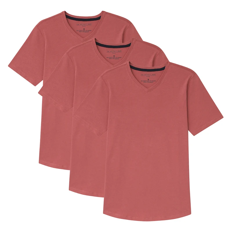Organic V-Neck T-Shirt 3 Pack (Slim Fit) / Nantucket Red
