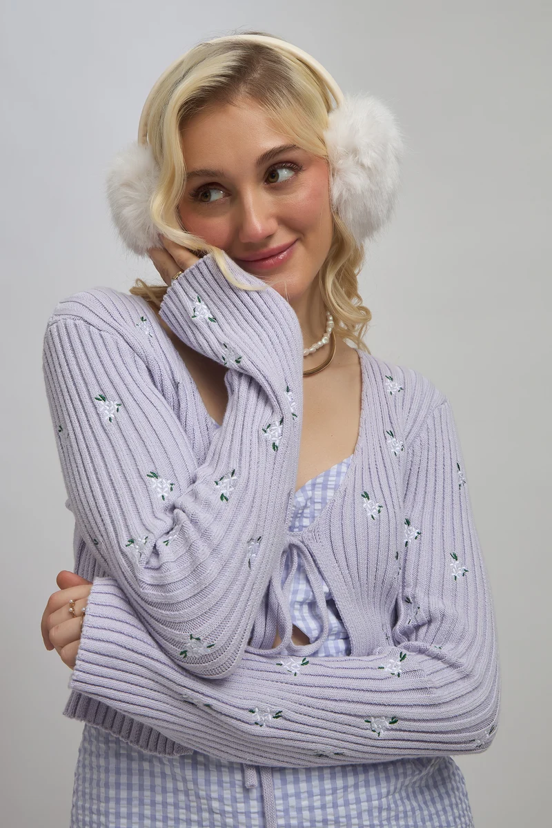 Rubie|Cotton Front Open Embroidery Tie-Up Top
