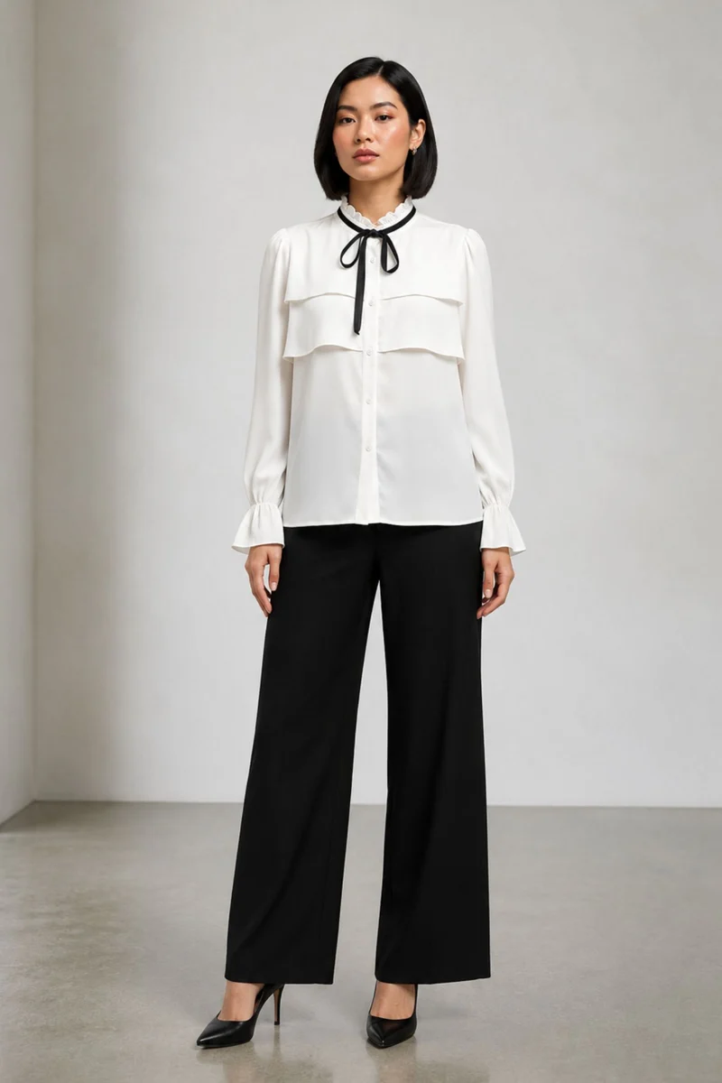 Chicago|Georgette Stretch Layered Assymetric Top