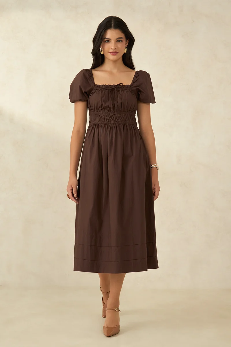 Ruhi|100% Cotton Dress With Gather Details