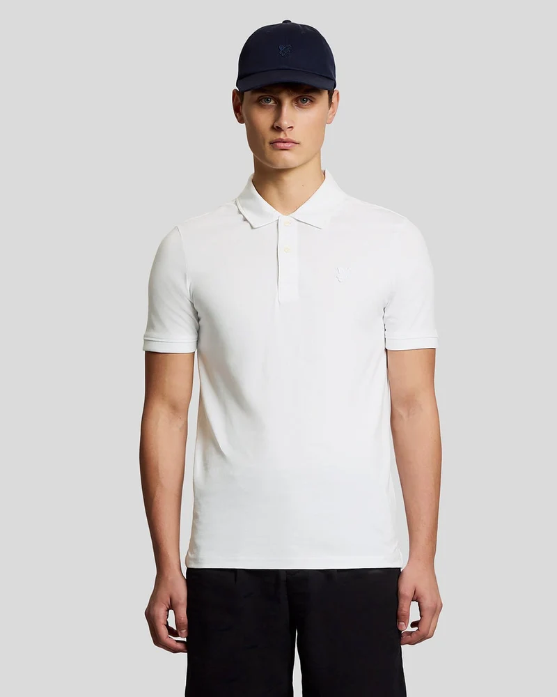 Lyle & Scott Herr Pikétröja med Pintuck-manschett | Vit