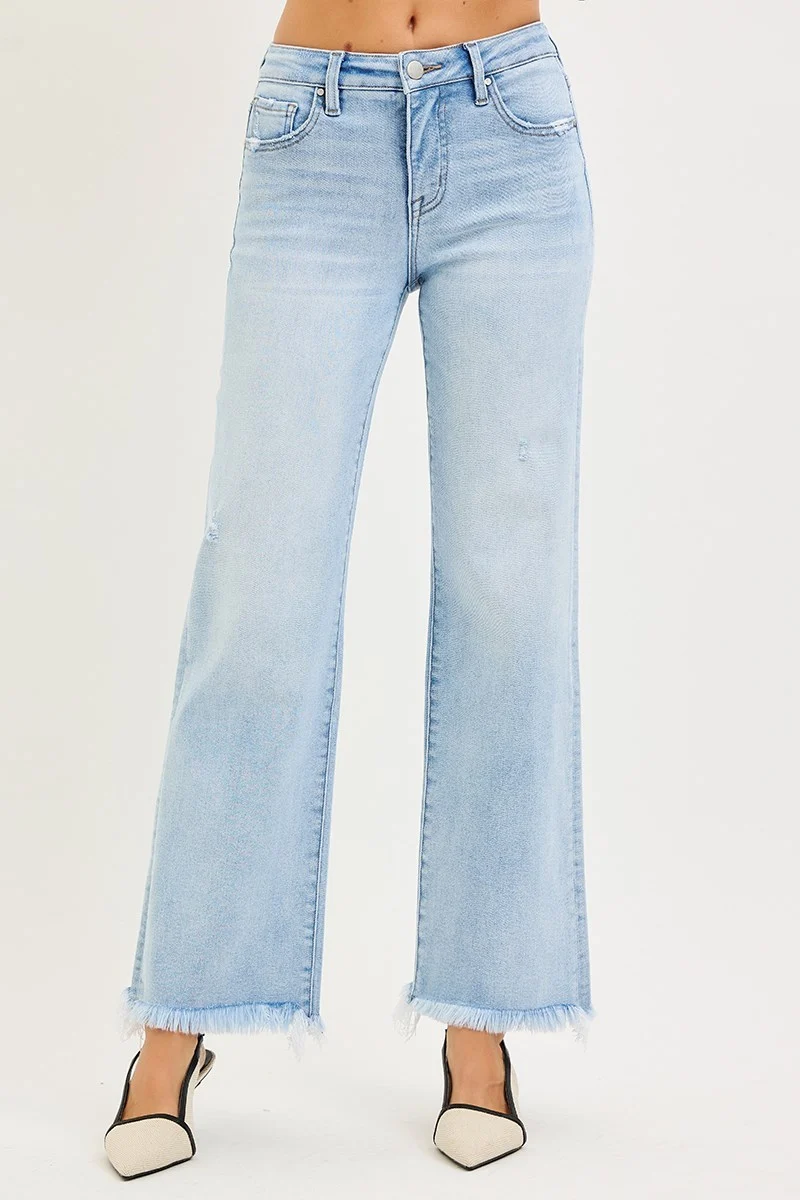 Ankle Straight with Fray Hem